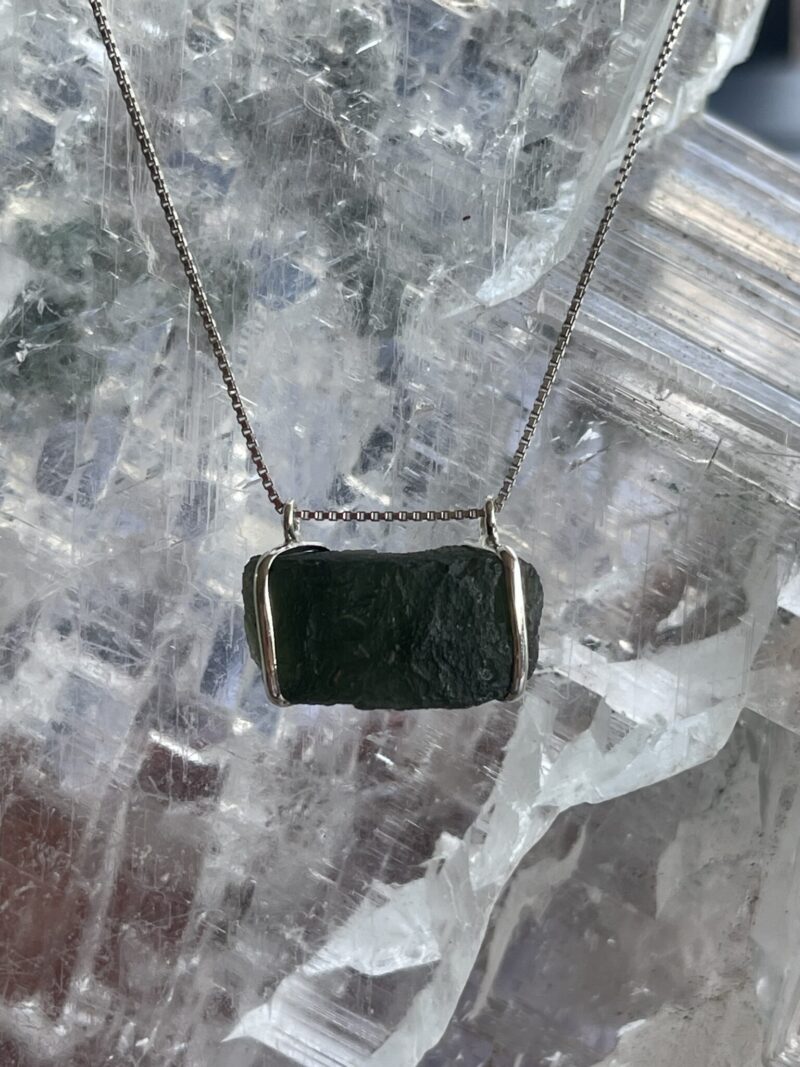 Galactic Radiance: Moldavite Pendant in Silver M531