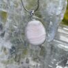 This is Round Mangano Calcite Pendant in Silver