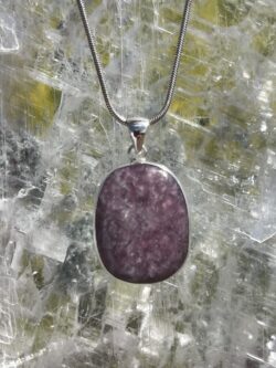 This is Round Lepidolite Pendant in Silver