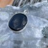 This is Round Black Tourmaline Pendant in Silver