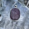 This is Round Lepidolite Pendant in Silver