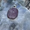 This is Round Lepidolite Pendant in Silver