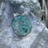 Round Chrysocolla in Quartz Pendant in Silver