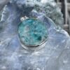 Round Chrysocolla in Quartz Pendant in Silver