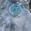 Round Chrysocolla in Quartz Pendant in Silver