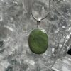 Round Green Jade Pendant in Silver