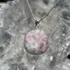 This is Round Pink Tourmaline in Quartz Pendant in Silver