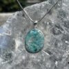 Round Chrysocolla in Quartz Pendant in Silver