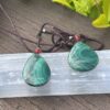 Malachite Teardrop Necklace with Adjustable Cord