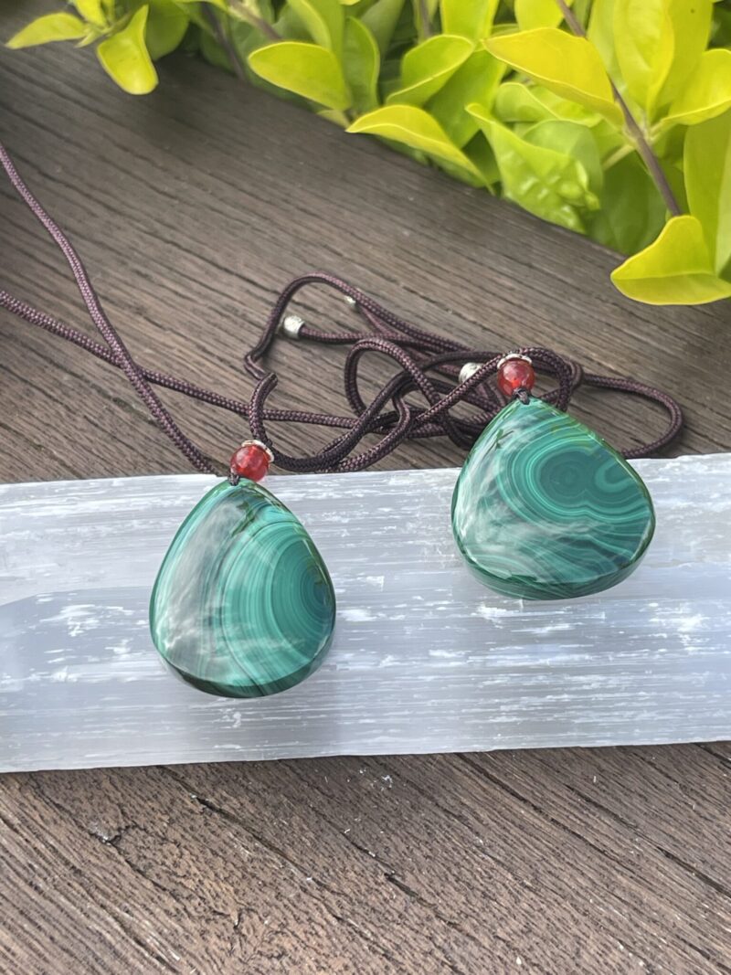 Malachite Teardrop Necklace with Adjustable Cord