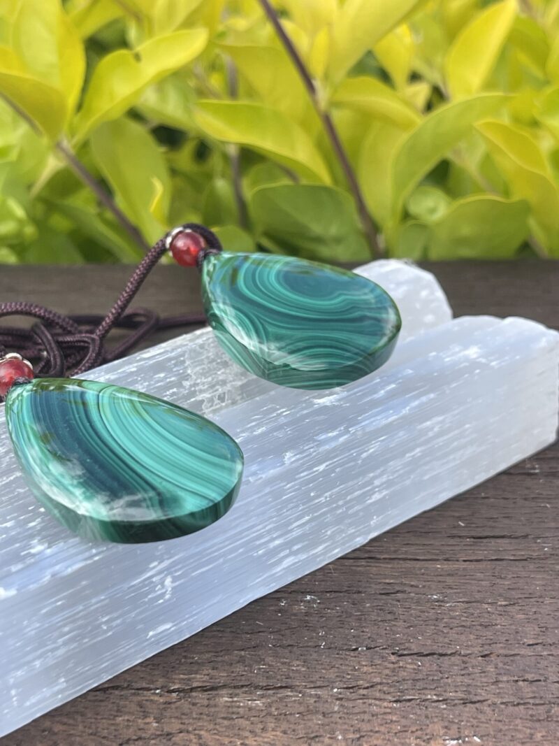 Malachite Teardrop Necklace with Adjustable Cord