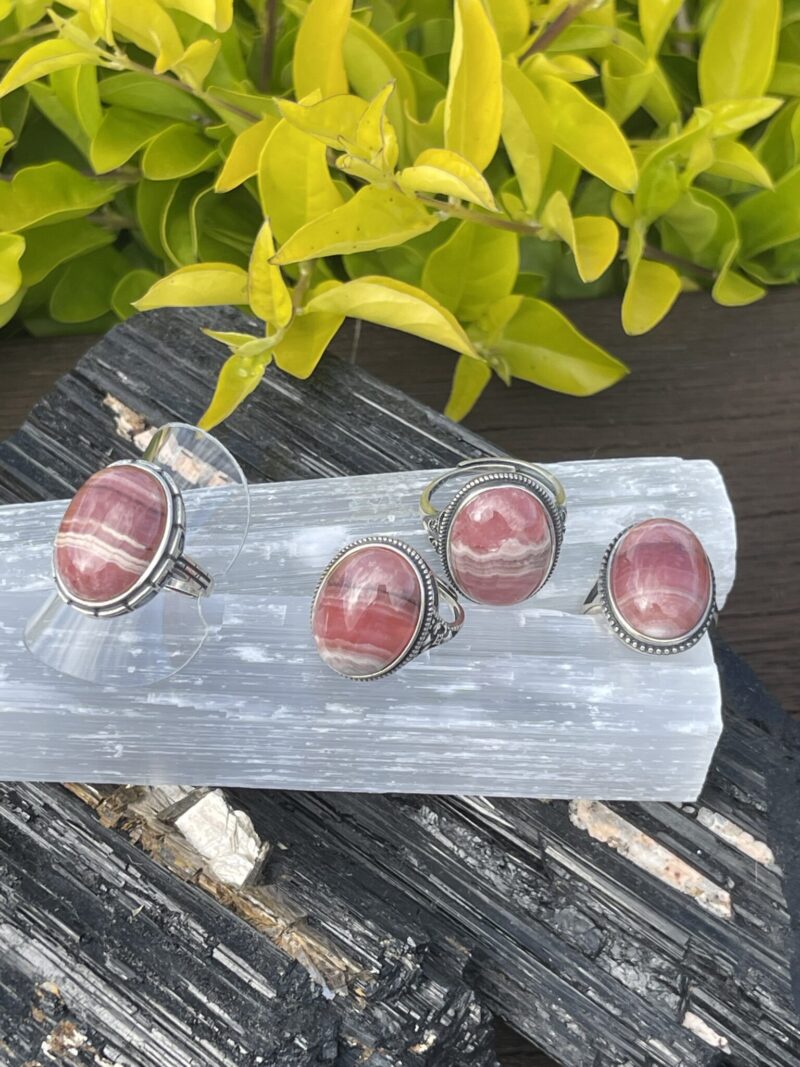 Rhodochrosite Cabochon Adjustable Ring – A Heartfelt Connection