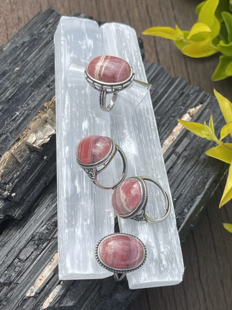 Rhodochrosite Cabochon Adjustable Ring – A Heartfelt Connection