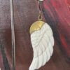 Bone Angel Wing Earrings with Brass