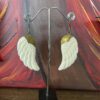 Bone Angel Wing Earrings with Brass