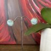 Larimar Round Stud Earrings in Silver