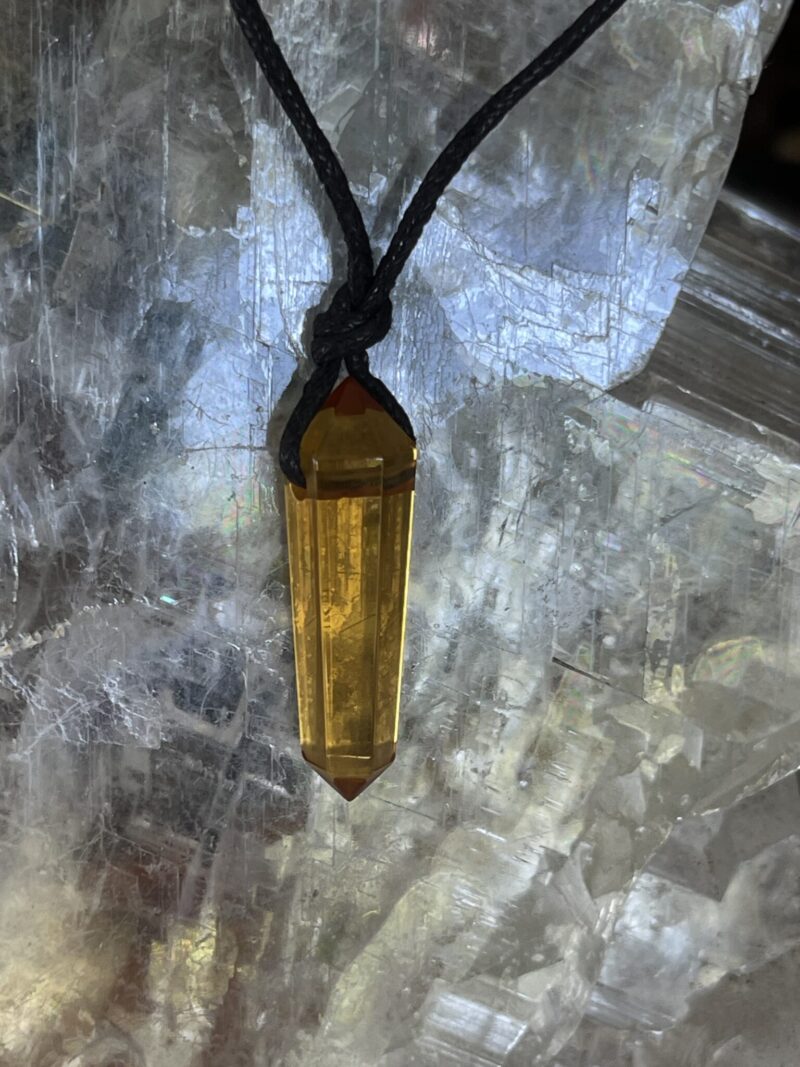 Gold Siberian Quartz Double-Terminated Pendant on Cord – Radiant Energy Amplifier