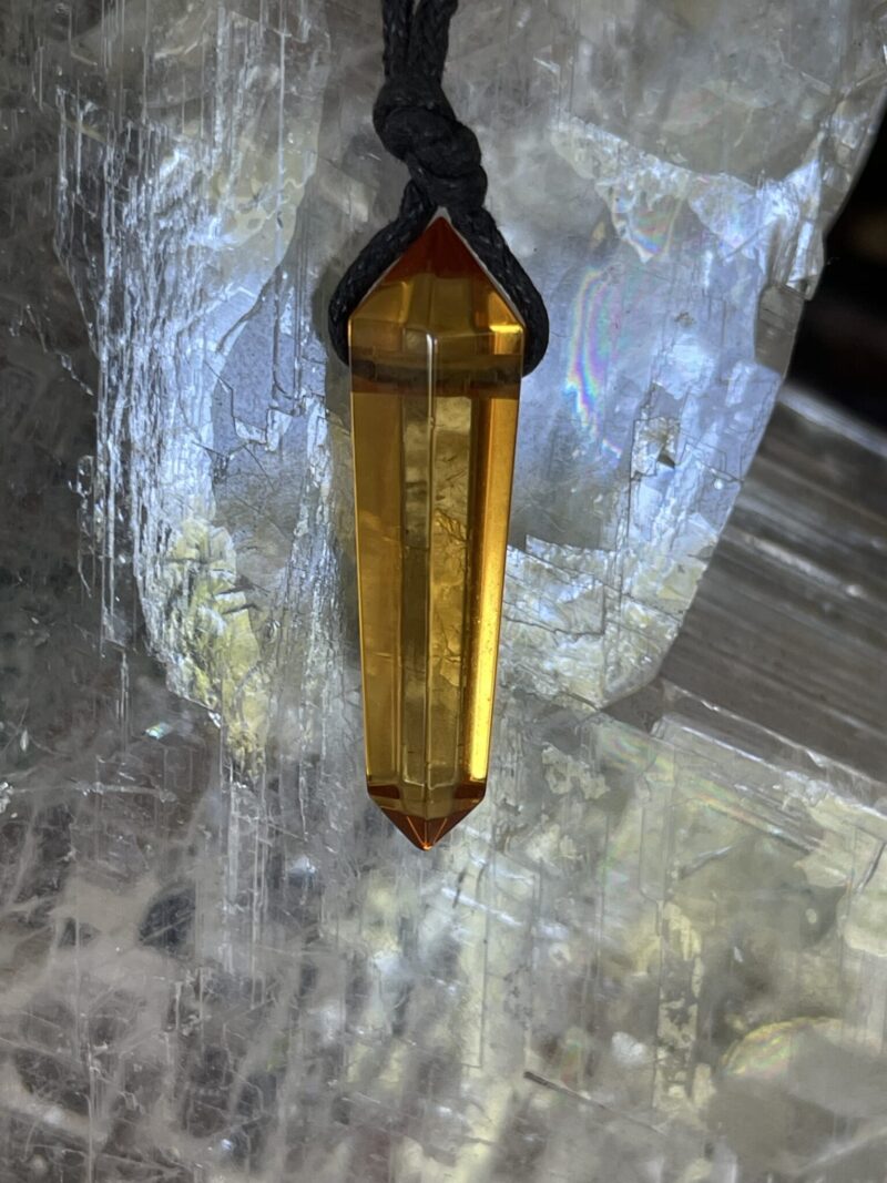 Gold Siberian Quartz Double-Terminated Pendant on Cord – Radiant Energy Amplifier