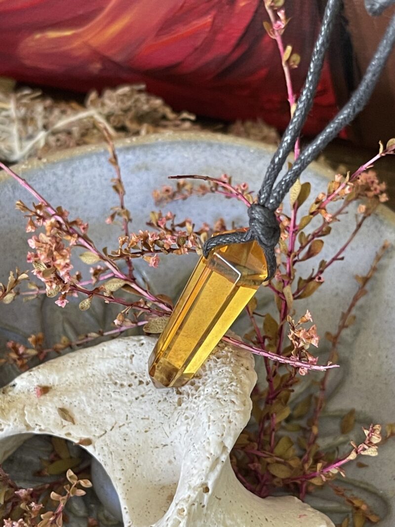 Gold Siberian Quartz Double-Terminated Pendant on Cord – Radiant Energy Amplifier