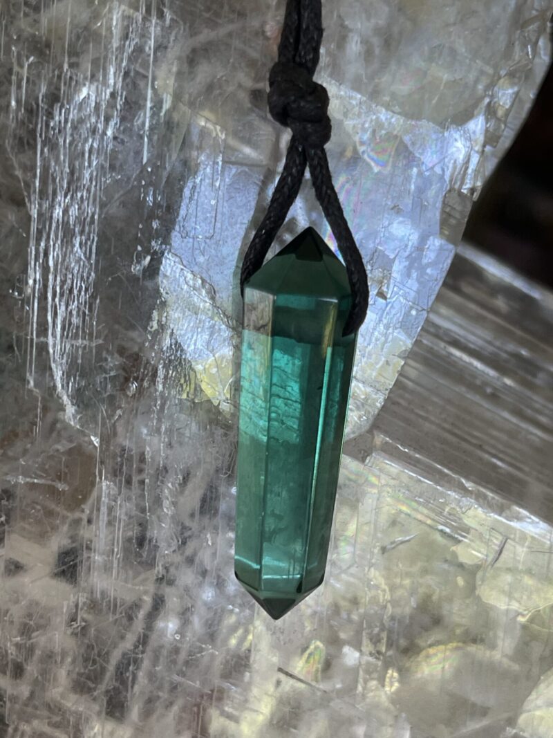 Green Siberian Quartz Double-Terminated Pendant on Cord – A Symbol of Renewal and Harmony