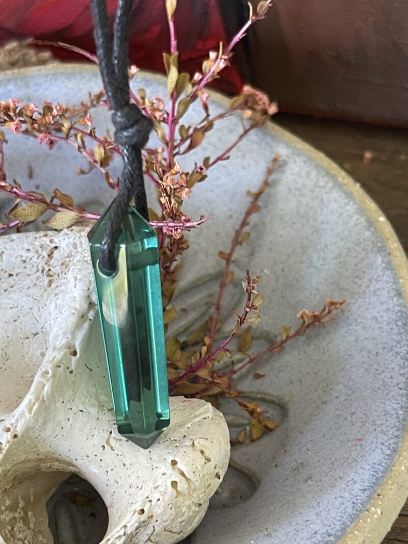 Green Siberian Quartz Double-Terminated Pendant on Cord – A Symbol of Renewal and Harmony