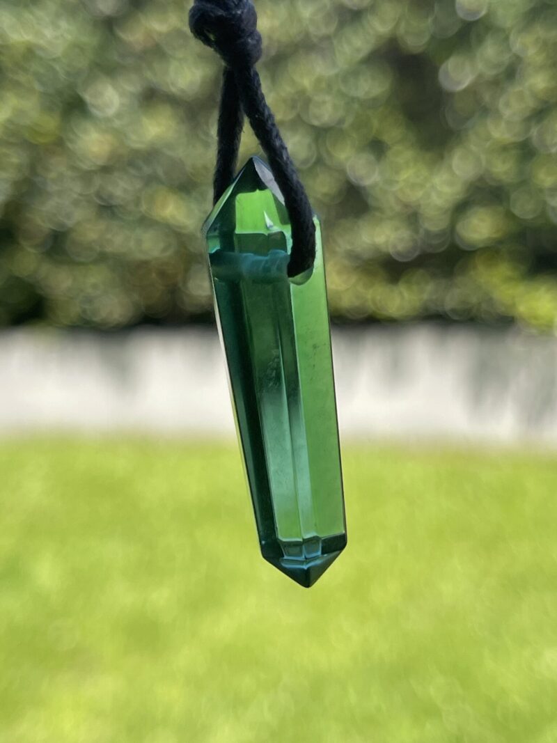 Green Siberian Quartz Double-Terminated Pendant on Cord – A Symbol of Renewal and Harmony