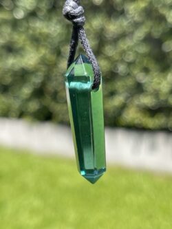 Green Siberian Quartz Double-Terminated Pendant on Cord – A Symbol of Renewal and Harmony