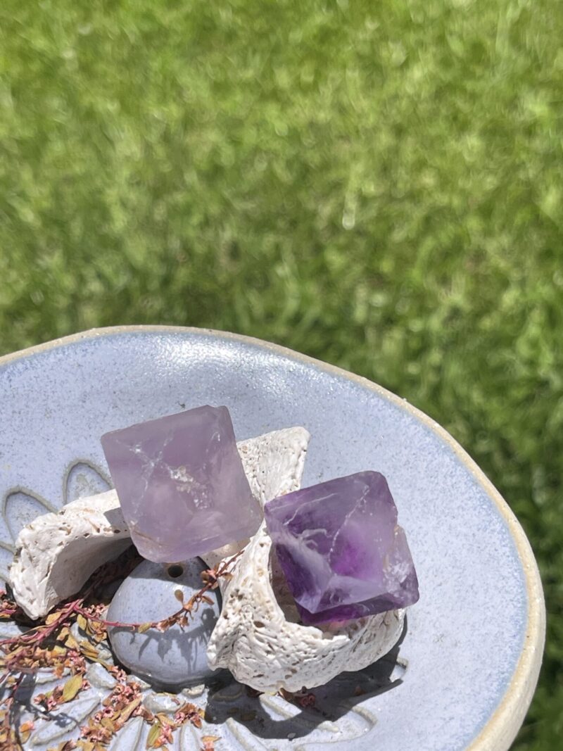 Lilac Fluorite Octahedrons – A Pair of Balance and Intuition