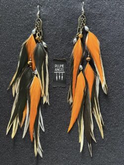 Butterfly Wing Orange These are Feather Earrings – Radiant Beauty with Earthy Elegance