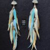 These are Turquoise Fan Natural and Turquoise Feather Earrings – Vibrant Elegance with a Natural Touch