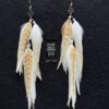 These are Lucky Coin Cream Feather Earrings – Timeless Elegance with a Touch of Luck