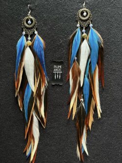 these are Stunning Queen Blue Feather Earrings – Regal Elegance with a Bohemian Flair