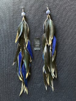 These are Merkabah Sodalite and Natural Green Blue Feather Earrings – Sacred Elegance and Grounding Energy