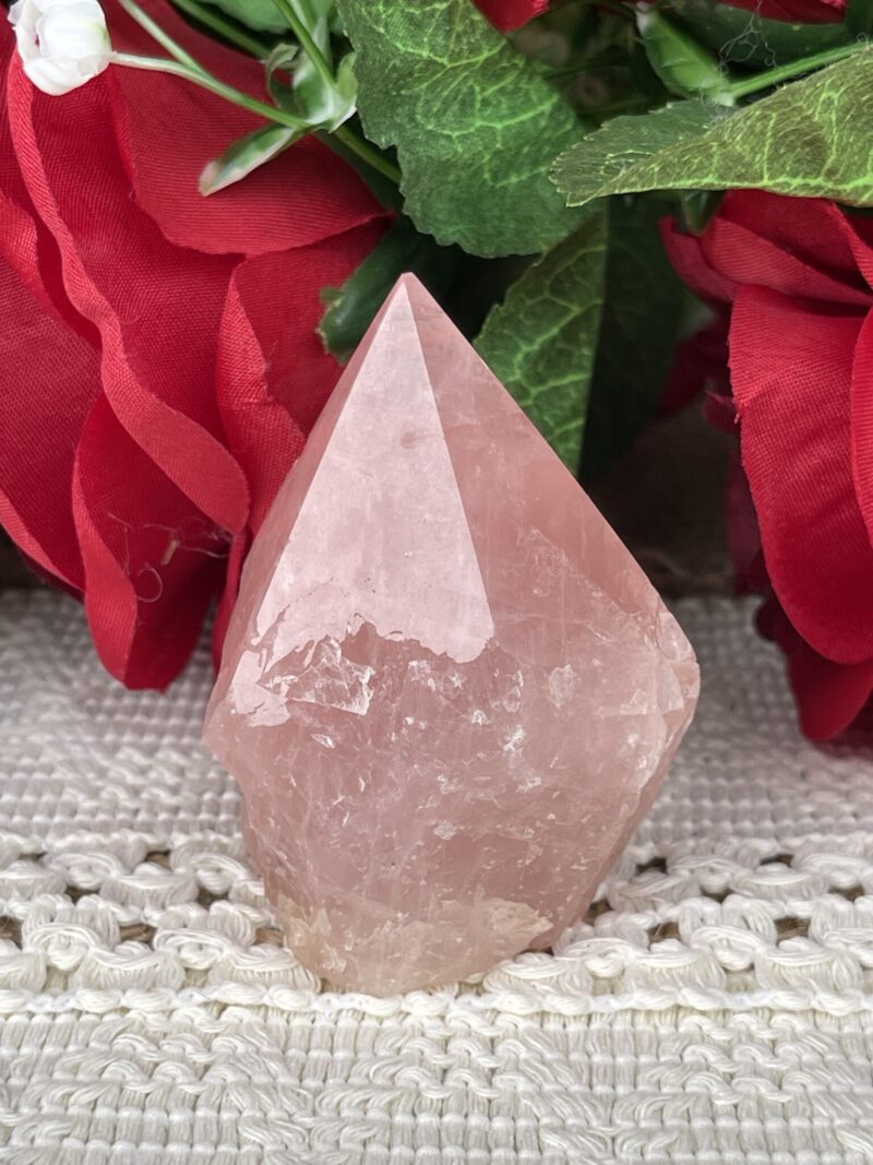 Ignite the Flame of Love: Rose Quartz Polished Flame