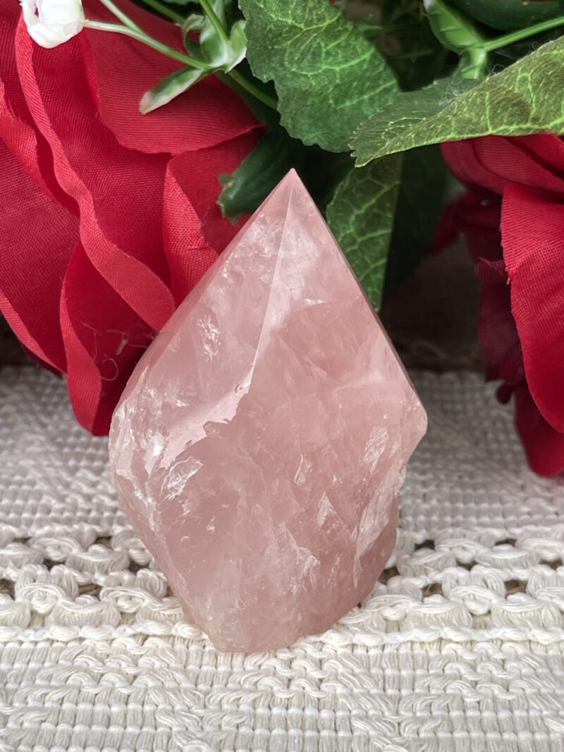 Ignite the Flame of Love: Rose Quartz Polished Flame