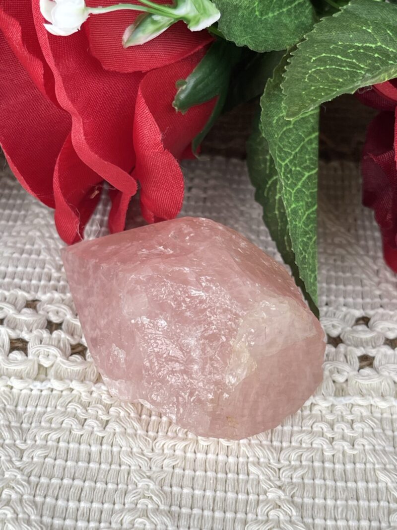 Ignite the Flame of Love: Rose Quartz Polished Flame