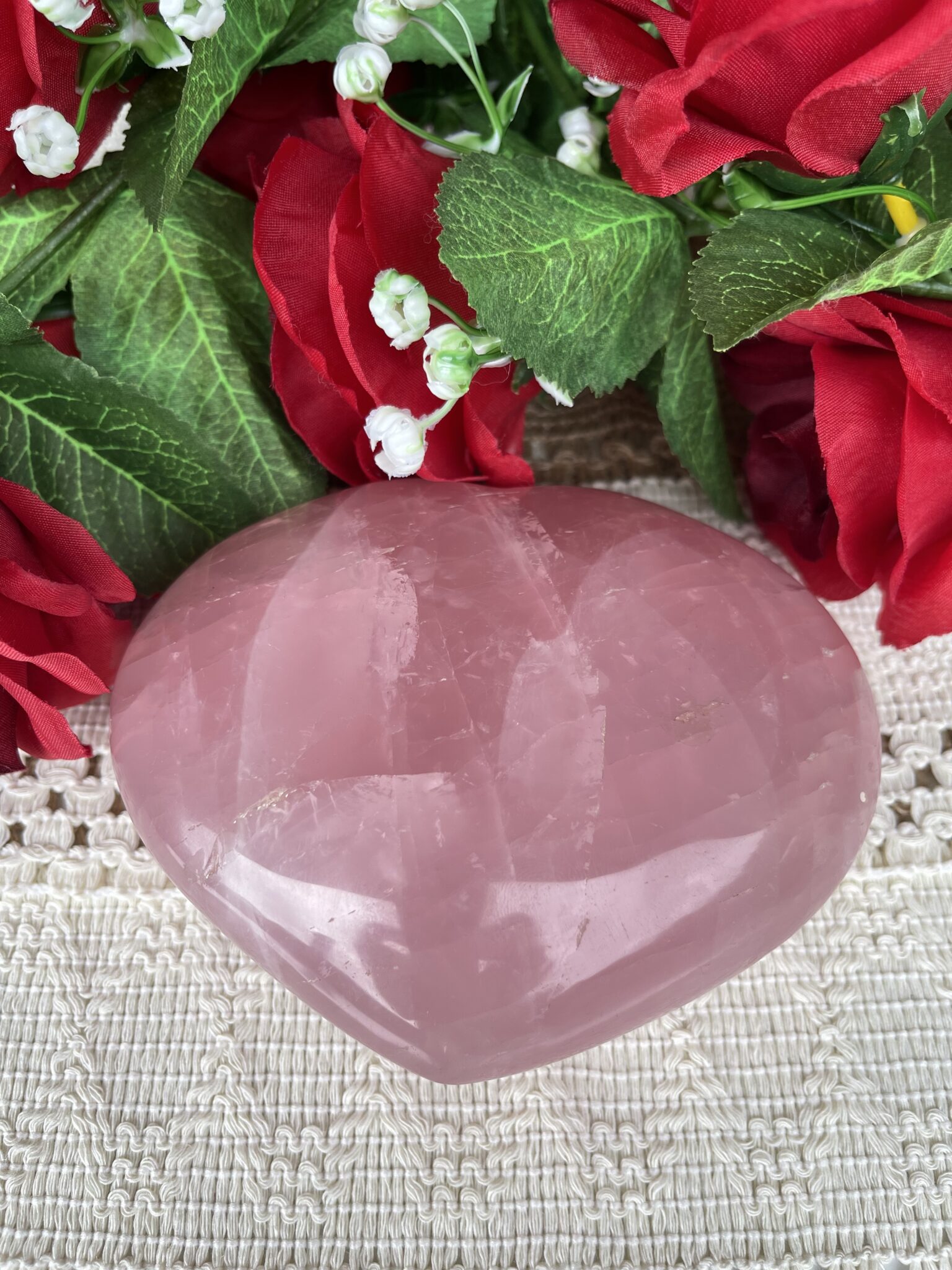 Radiate Love and Light: Amazing Rainbow Loving Heart Rose Quartz 1kg