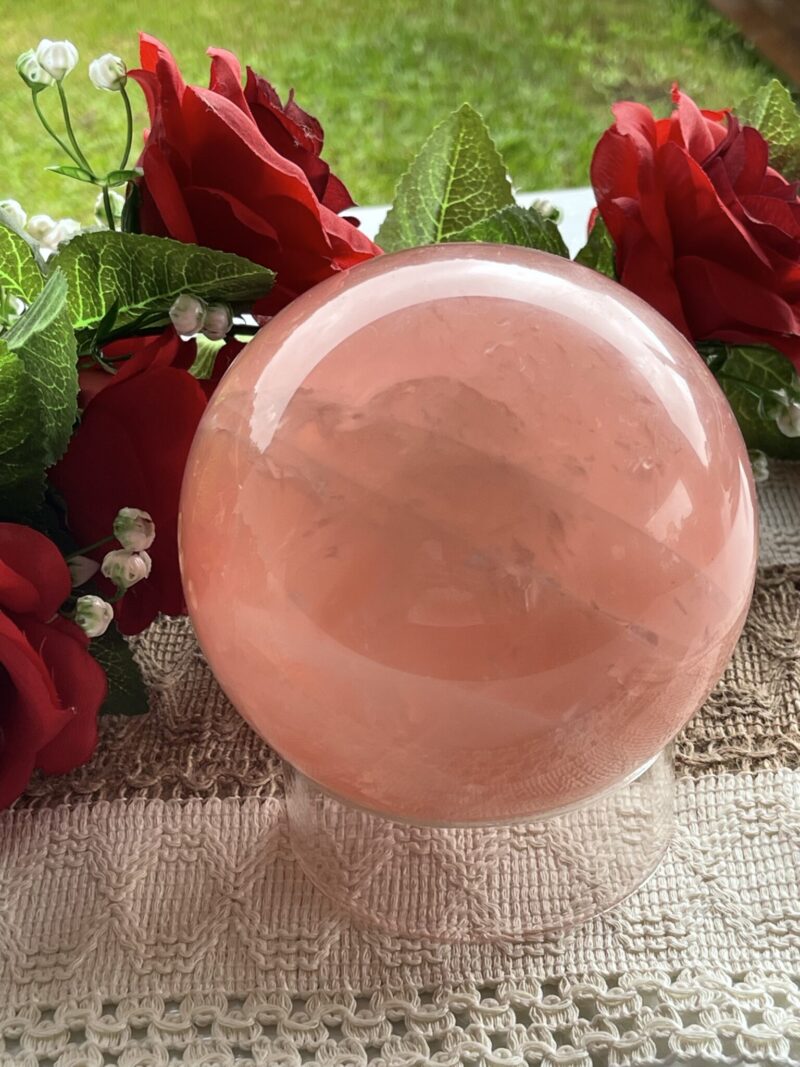 Radiate Love: Stunning Deep Pink Rose Quartz Sphere 2.5kg