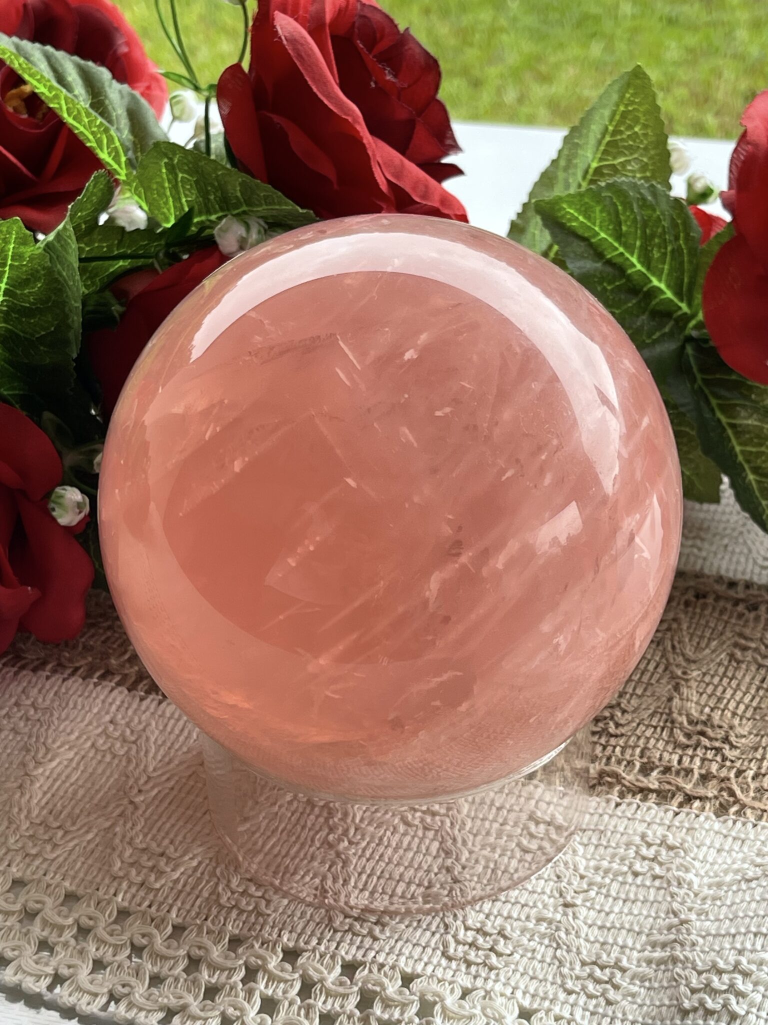 Radiate Love: Stunning Deep Pink Rose Quartz Sphere 2.5kg