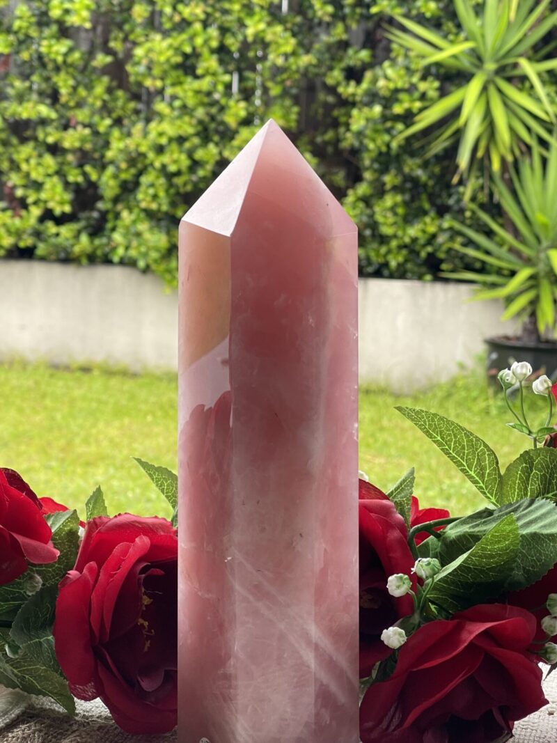 Captivating Rose Quartz Tower – 27cm