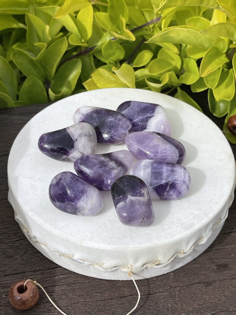 Chevron Amethyst Tumble Stones (3-Pack) – Spiritual Clarity and Inner Peace