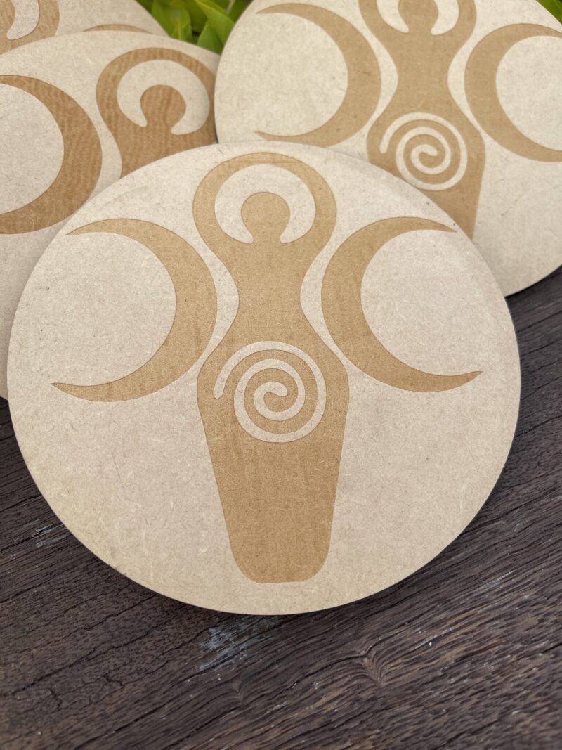 Divine Feminine Energy Moon Goddess Wooden Plate (15cm)