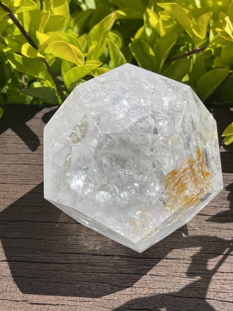 Radiate Universal Energy: Rainbow Clear Quartz Dodecahedron 817g