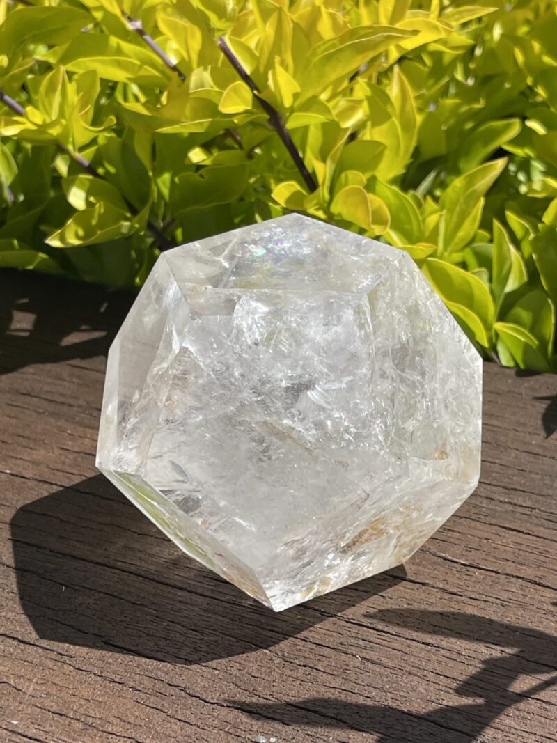 Radiate Universal Energy: Rainbow Clear Quartz Dodecahedron 817g