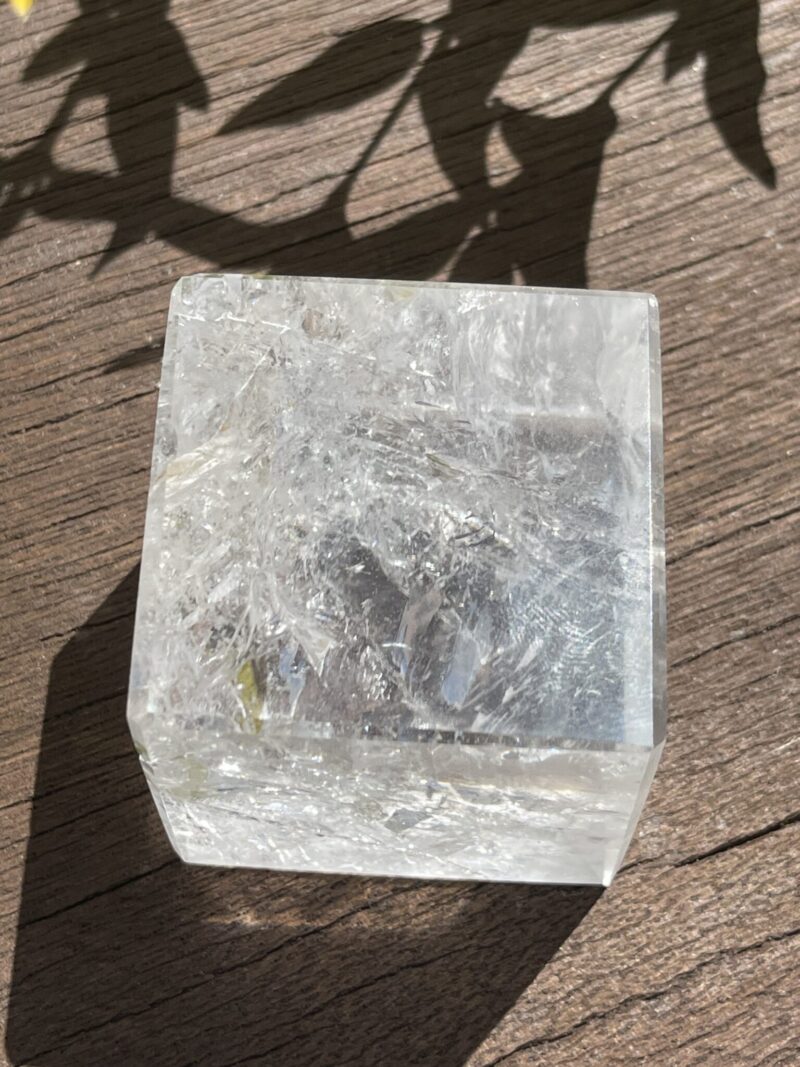 Grounding Brilliance: Rainbow Clear Quartz Cube (369g)