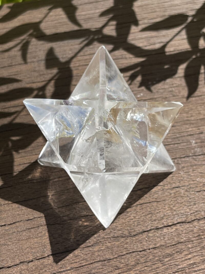 Illuminate Your Path: Rainbow Clear Quartz Merkabah (216g)