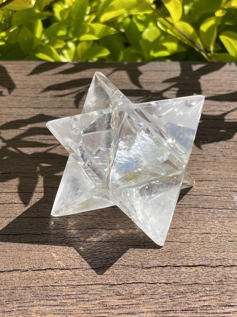 Illuminate Your Path: Rainbow Clear Quartz Merkabah (216g)