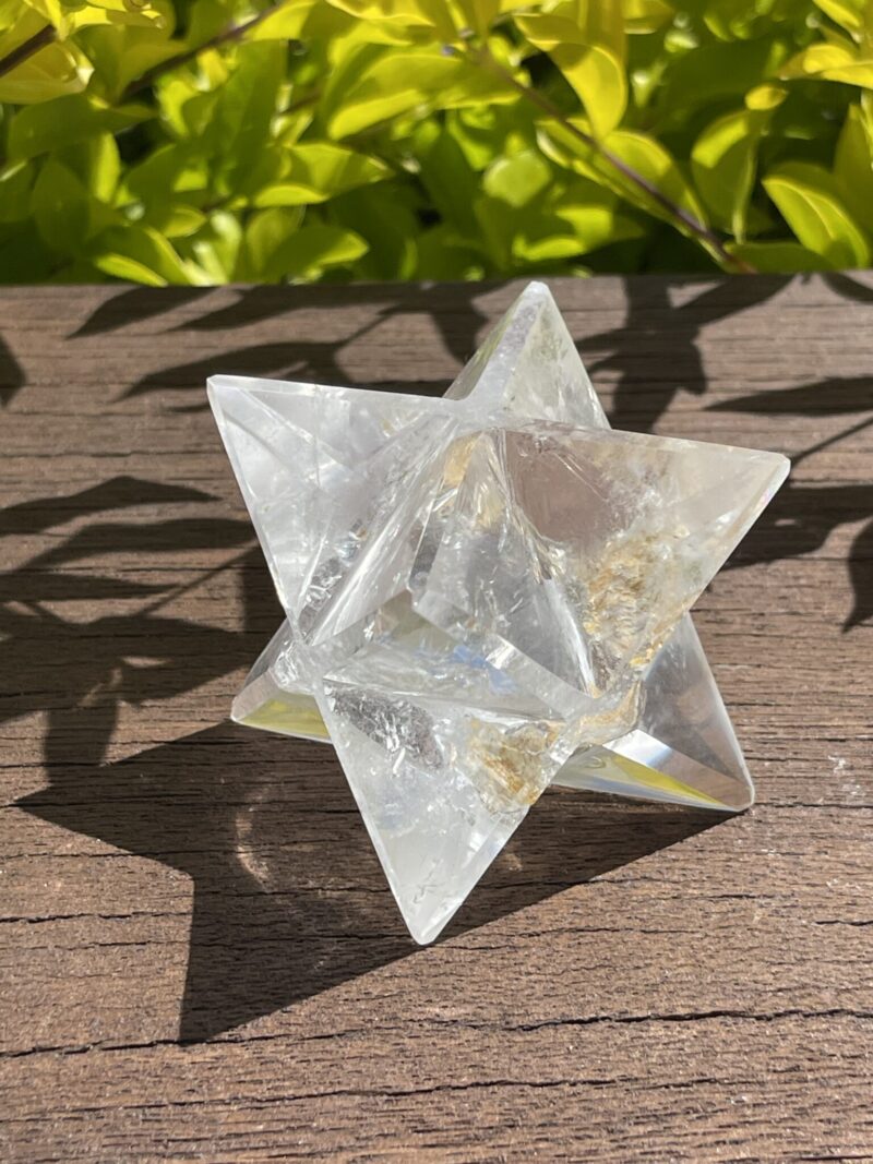 Illuminate Your Path: Rainbow Clear Quartz Merkabah (216g)