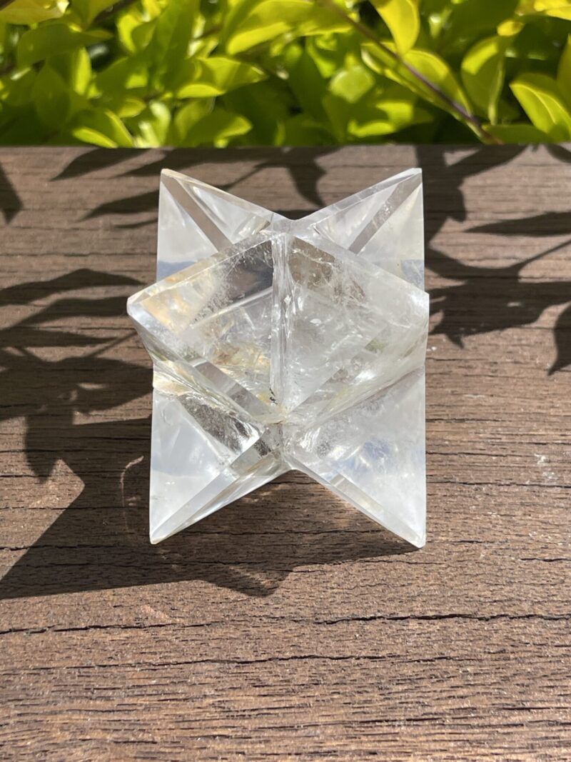 Illuminate Your Path: Rainbow Clear Quartz Merkabah (216g)