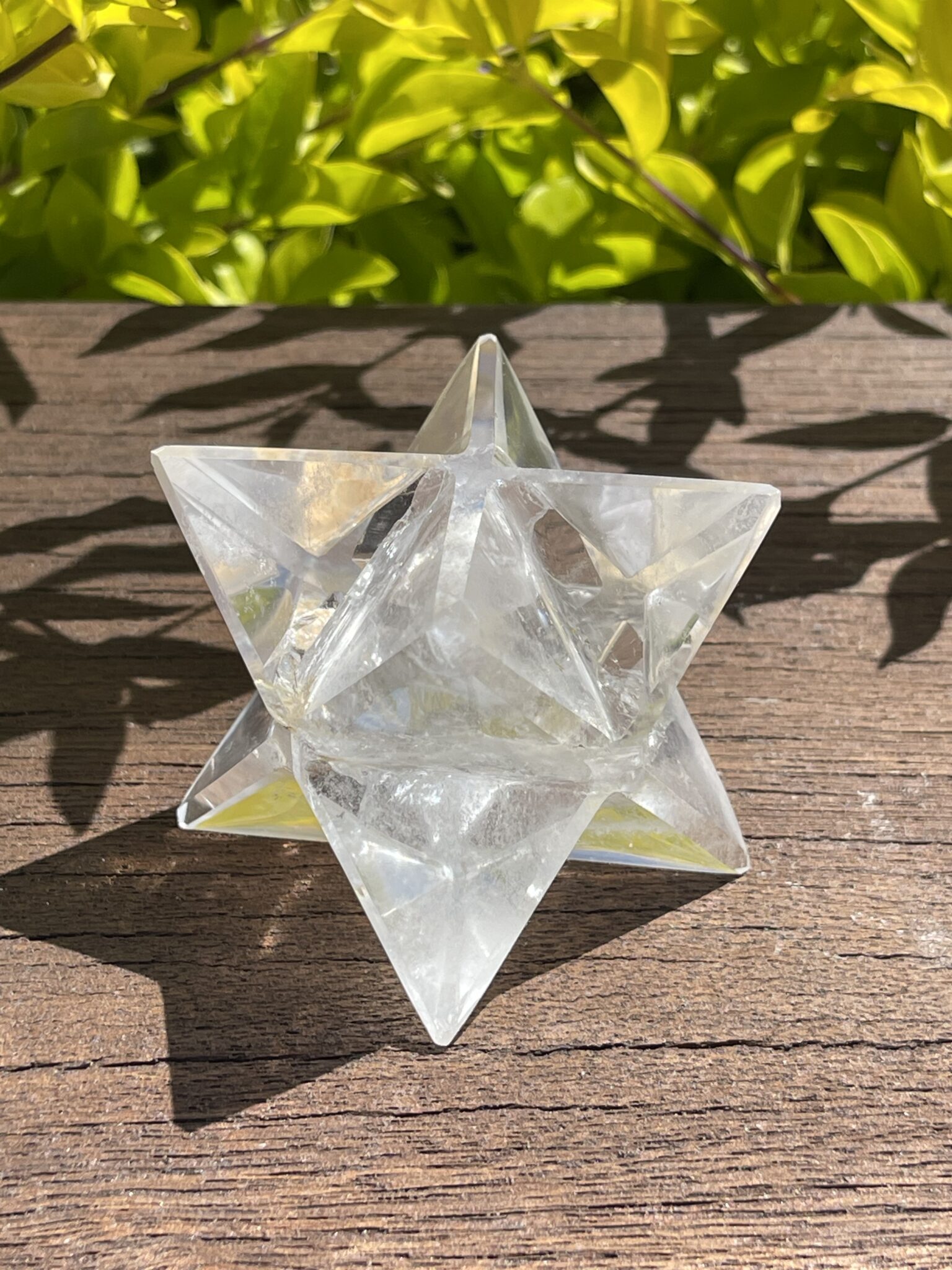 Illuminate Your Path: Rainbow Clear Quartz Merkabah (216g)